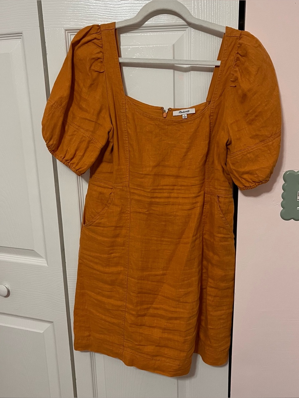 Madewell Yellow Linen Mini Dress